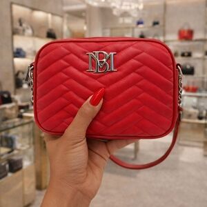 Badgley Mischka Red Quilted Crossbody Bag